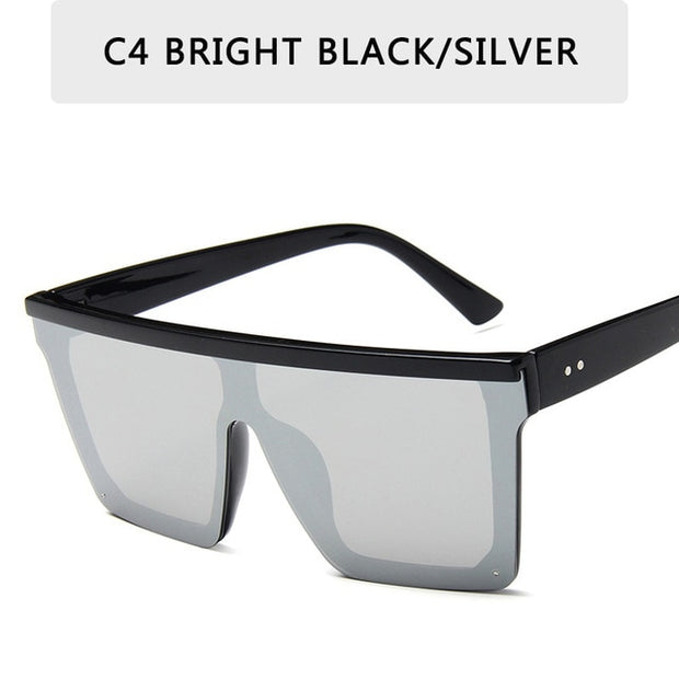 2021 Vintage Male Flat Top Sunglasses Men Brand Black Square Shades