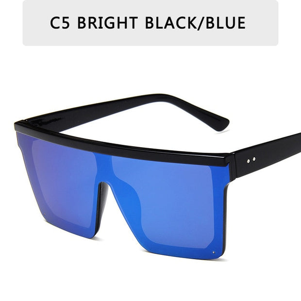 2021 Vintage Male Flat Top Sunglasses Men Brand Black Square Shades