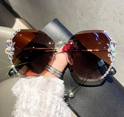 2021 Fashion Brand Design Vintage Rimless Rhinestone Sunglasses Women Men Retro