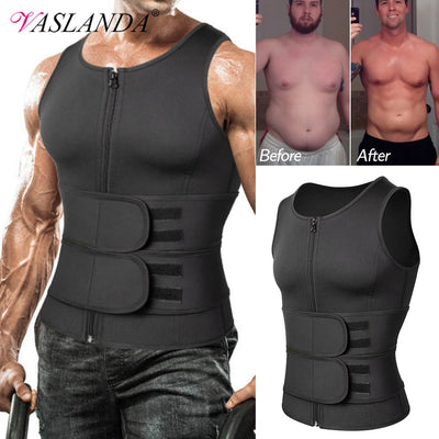 Men Body Shaper Waist Trainer Sauna Suit Sweat Vest Slimming Underwear Weight Loss Shirt